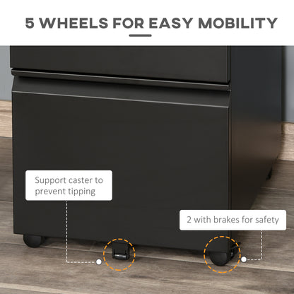 3 Drawer Vertical File Cabinet Lockable Metal Filling Cabinet Black