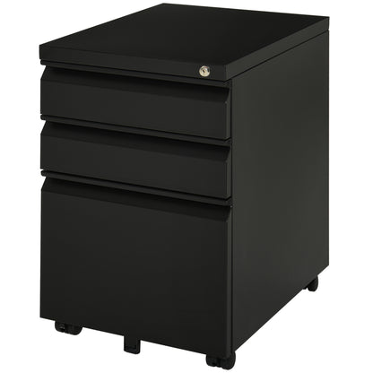 3 Drawer Vertical File Cabinet Lockable Metal Filling Cabinet Black