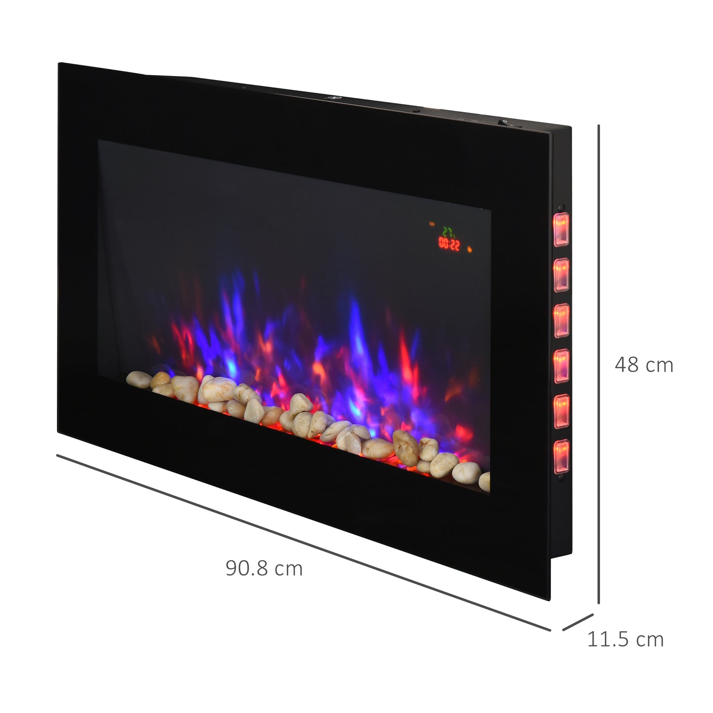 1000W/2000W LED Electric Fireplace Automatic Function Remote Timer Safe