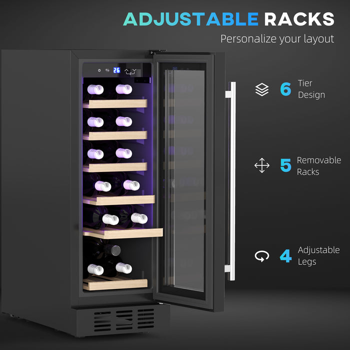 Freestanding / Built-in Wine Cooler Fridge, 19 Bottle, Black