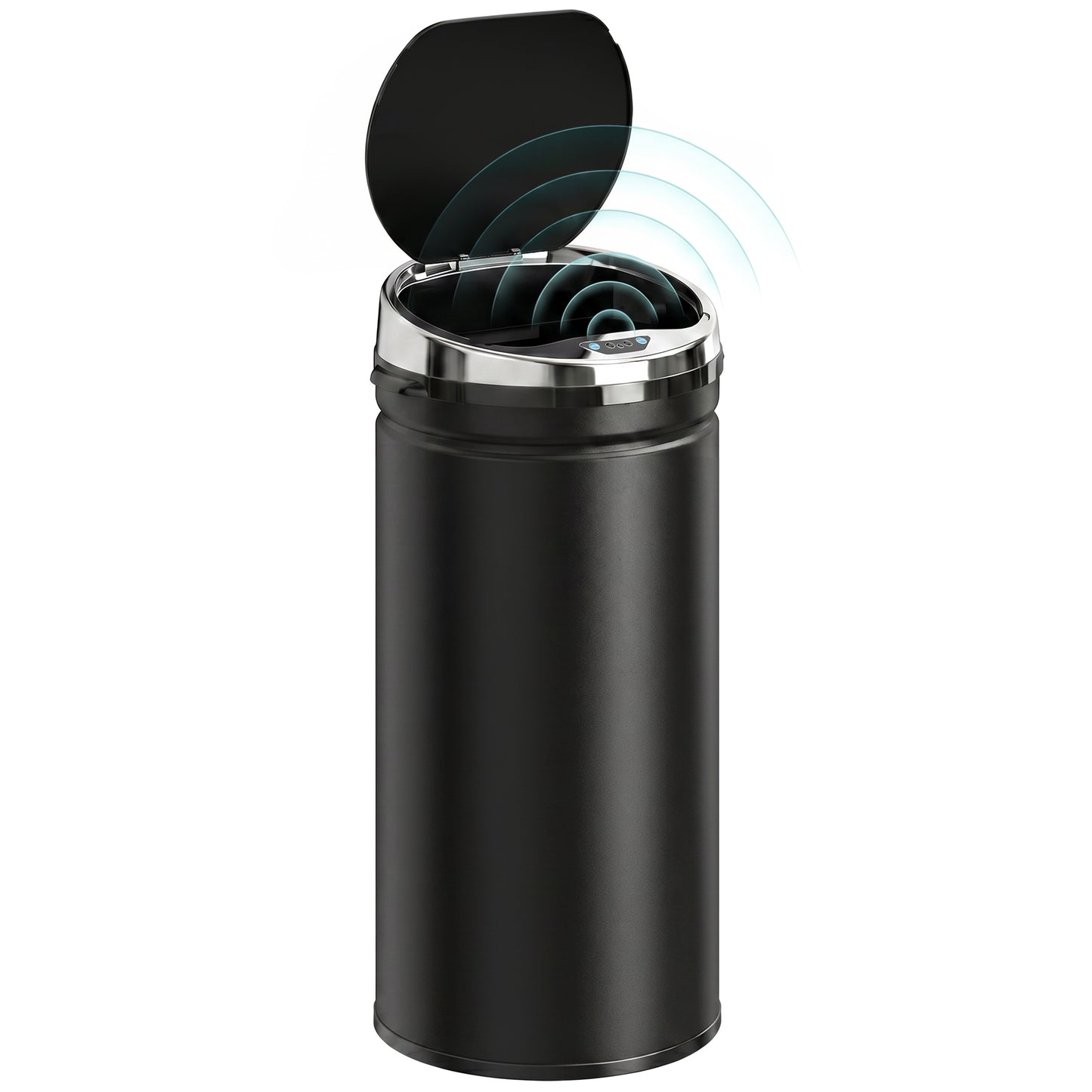 42L Sensor Bin with Quiet Soft-Close Lid, Automatic Touchless Motion Sensor Rubbish Bin with Fingerprint Resistant Stainless Steel for Hygienic Kitchen, Home Office Use, Black