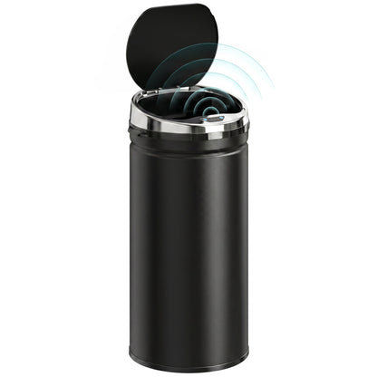 42L Sensor Bin with Quiet Soft-Close Lid, Automatic Touchless Motion Sensor Rubbish Bin with Fingerprint Resistant Stainless Steel for Hygienic Kitchen, Home Office Use, Black