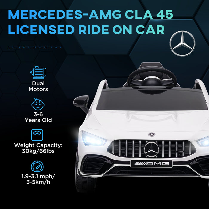 Mercedes-AMG CLA 45 Licensed 12V Ride on Car w/ Music - White