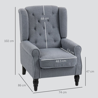 Accent Armchair Home Furniture Retro Tufted Club Fabric Grey