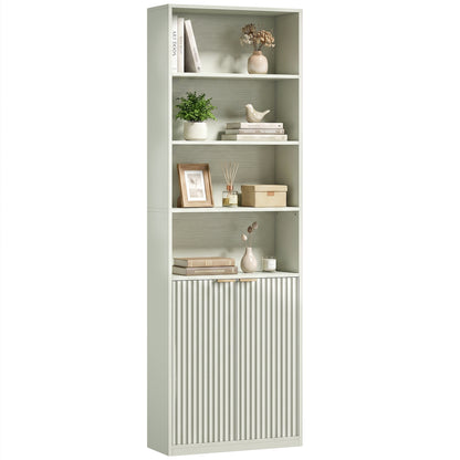 6-Tier Tall Bookcase with Adjustable Shelf Cabinet, Light Green