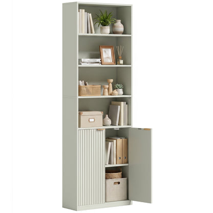 6-Tier Tall Bookcase with Adjustable Shelf Cabinet, Light Green