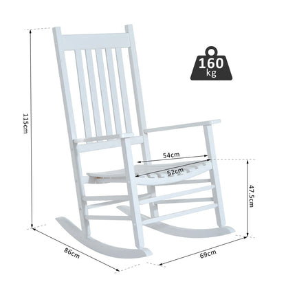 Outdoor Porch Rocking Chair Armchair Wooden Patio Rocker Balcony Deck Garden Seat White
