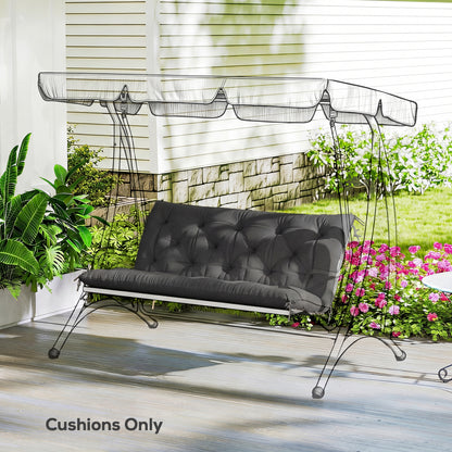 Garden Bench Cushion, Seat Pad with Ties, Black