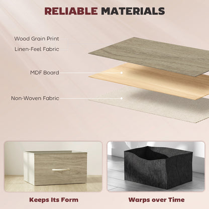 Fabric Chest of Drawers, 4 Drawer Dresser for Bedroom, Natural Wood