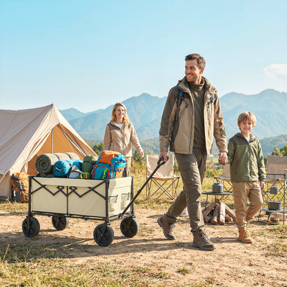 95L Foldable Festival Trolley on Wheels, Khaki