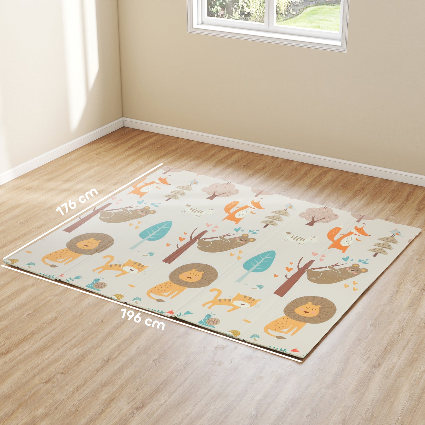 Baby Play Mat, Foldable Activity Playmat, Animal Theme