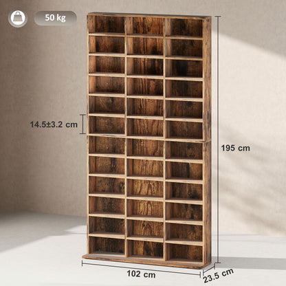 DVD CD Media Storage Rack, Video Display Unit, Rustic Brown