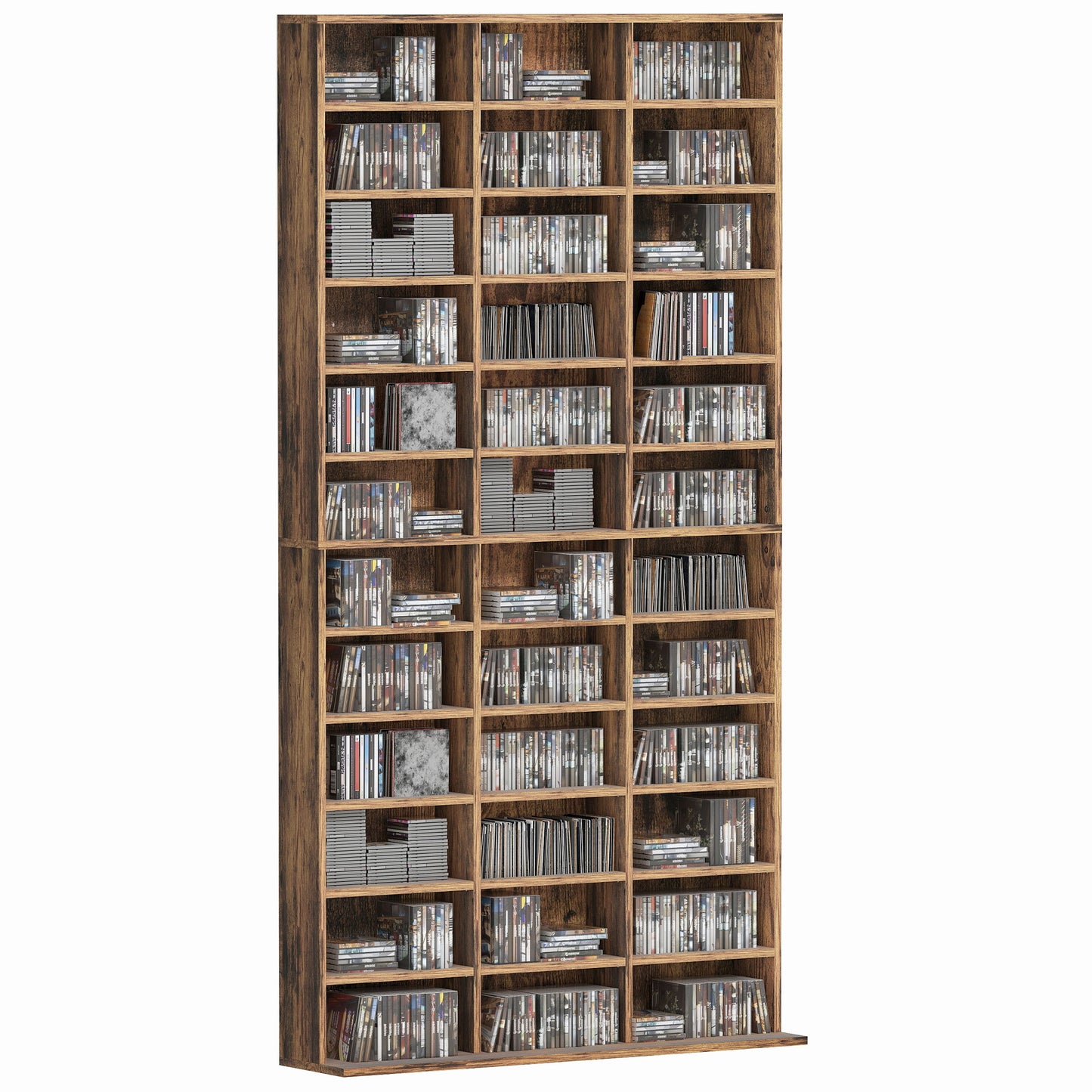 DVD CD Media Storage Rack, Video Display Unit, Rustic Brown