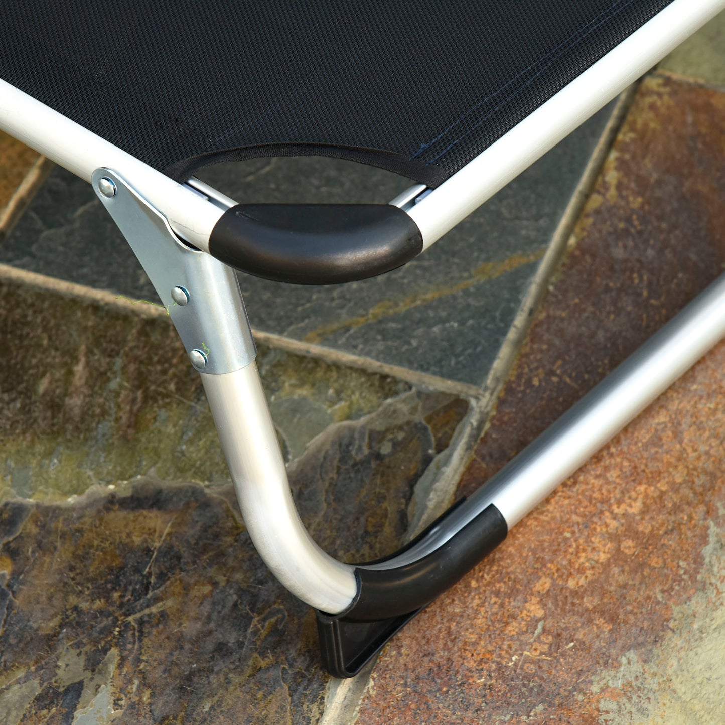 Folding Outdoor Reclining Sun Lounger Chair Aluminium Frame Black