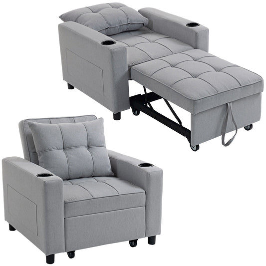 3-in-1 Sofa Bed, Convertible Sleeper Chair with Adjustable Backrest