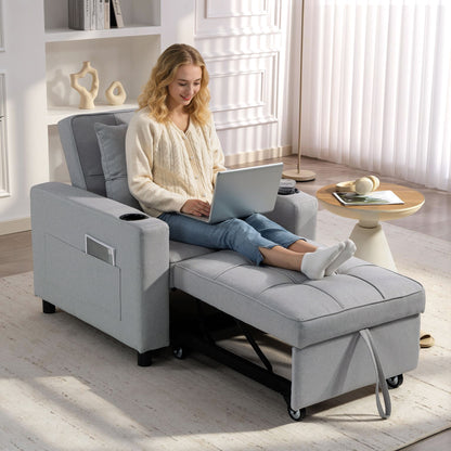 3-in-1 Sofa Bed, Convertible Sleeper Chair with Adjustable Backrest