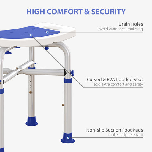 Adjustable Shower Stool with Foot Pads for Elderly Disabled Purple