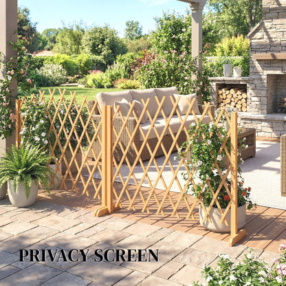 Wooden Expanding Fence Panels, 180 x 30 x 103cm, Brown