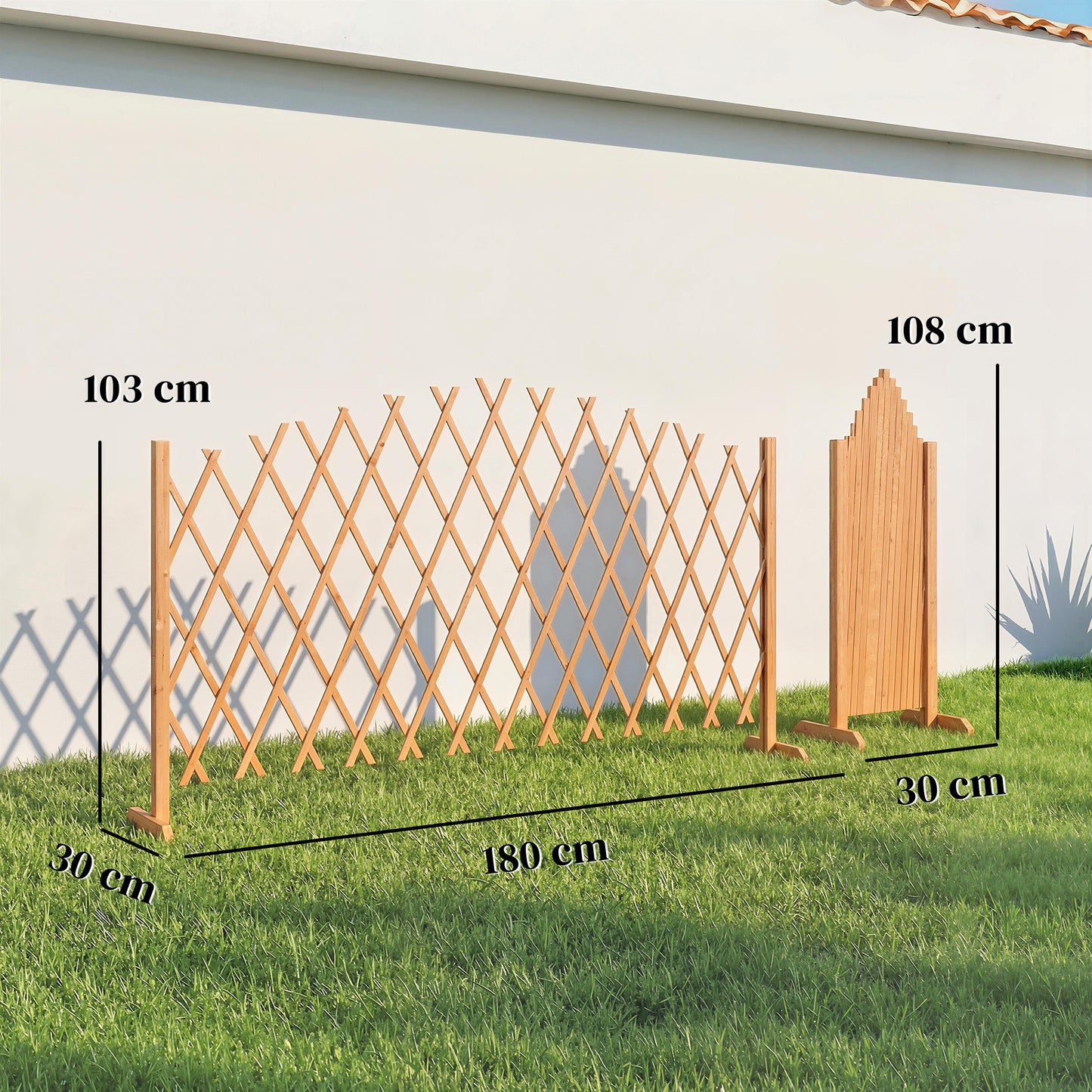 Wooden Expanding Fence Panels, 180 x 30 x 103cm, Brown
