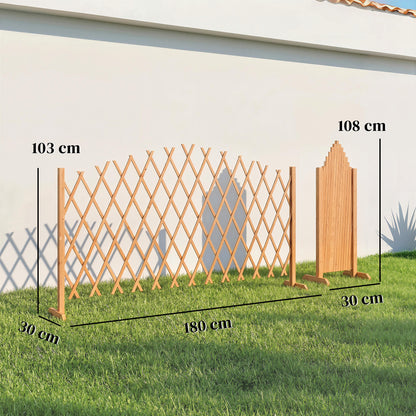 Wooden Expanding Fence Panels, 180 x 30 x 103cm, Brown