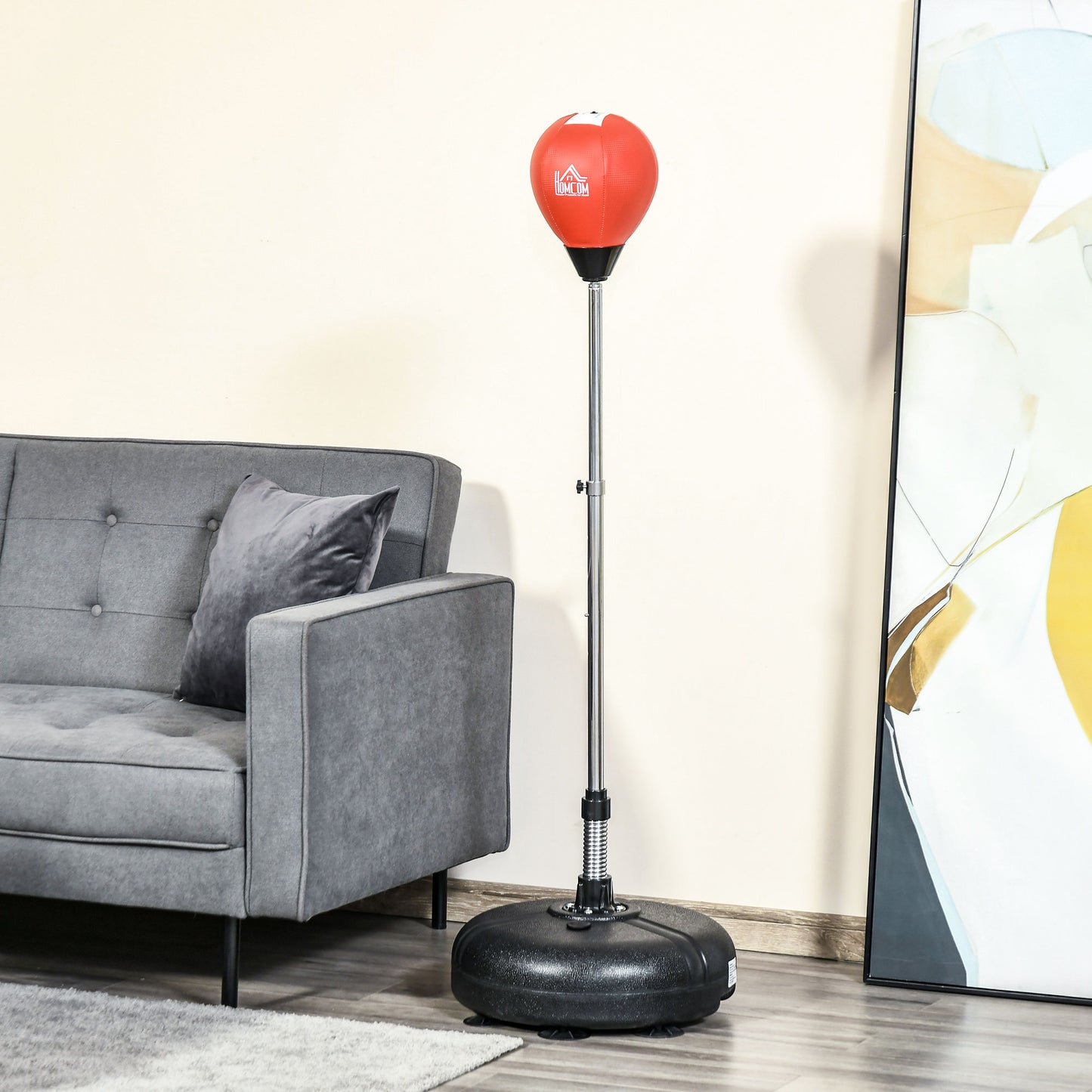 Punching Bag with Stand, Freestanding Boxing Bag Set, with Speedball, 133-151cm Adjustable Height, for Teens, Red/Black