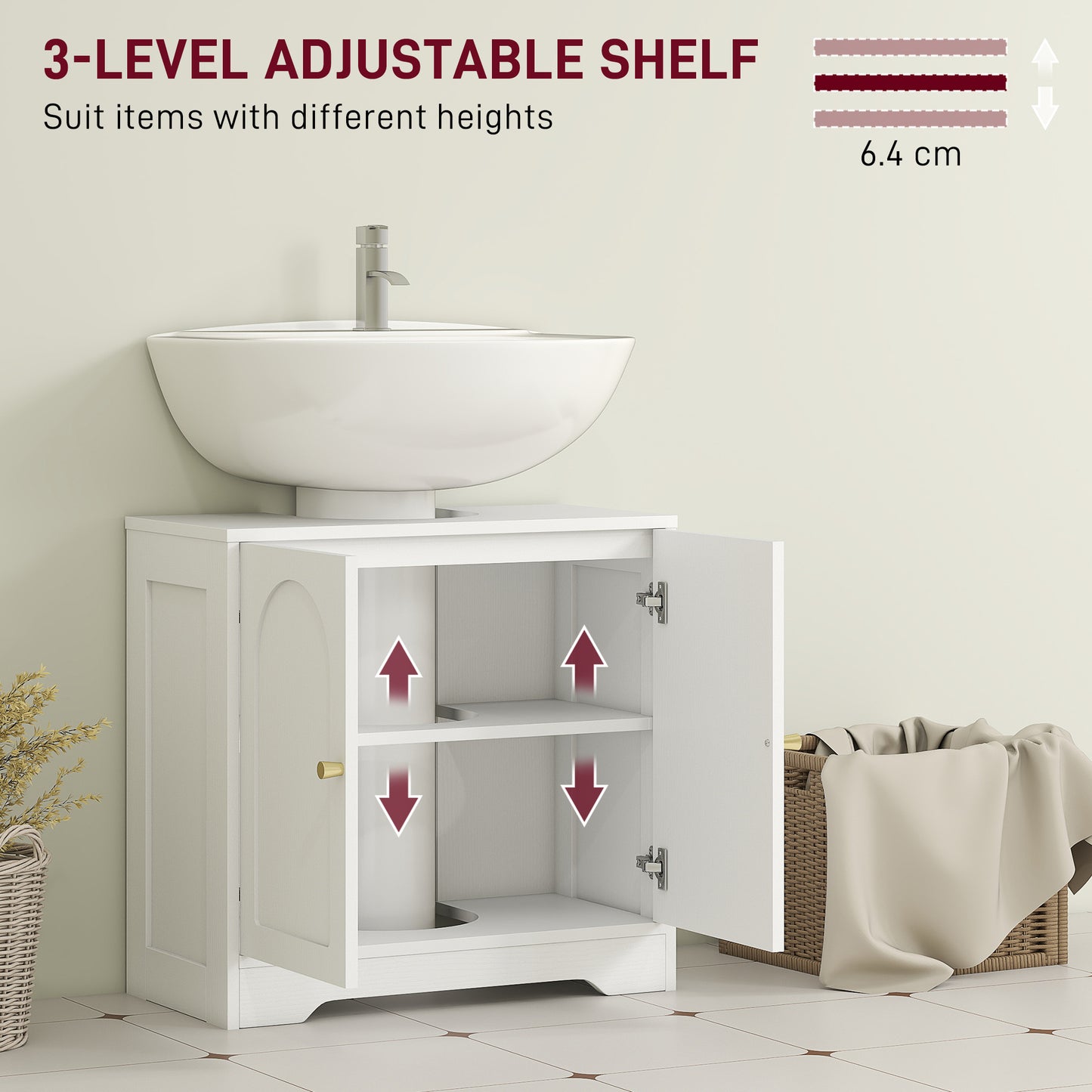 Modern Under Sink Cabinet for Basin without or with Pedestal, White