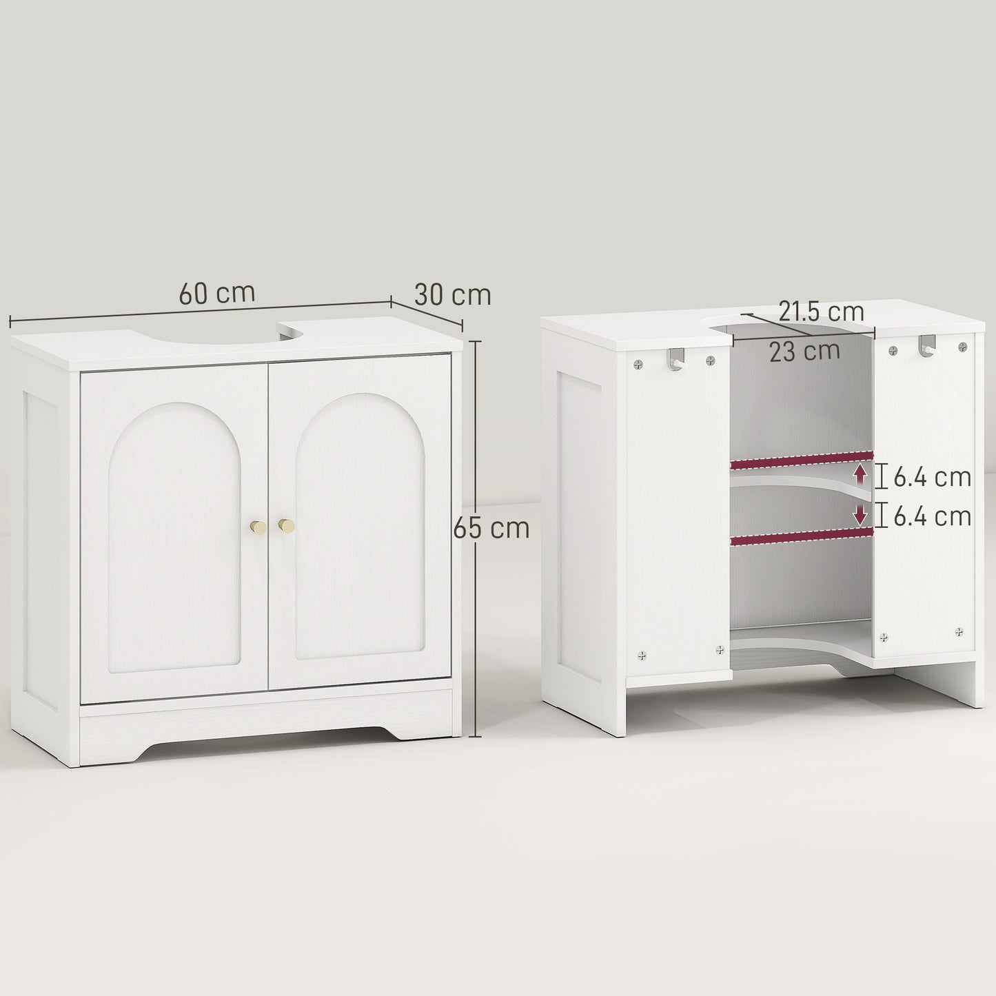 Modern Under Sink Cabinet for Basin without or with Pedestal, White