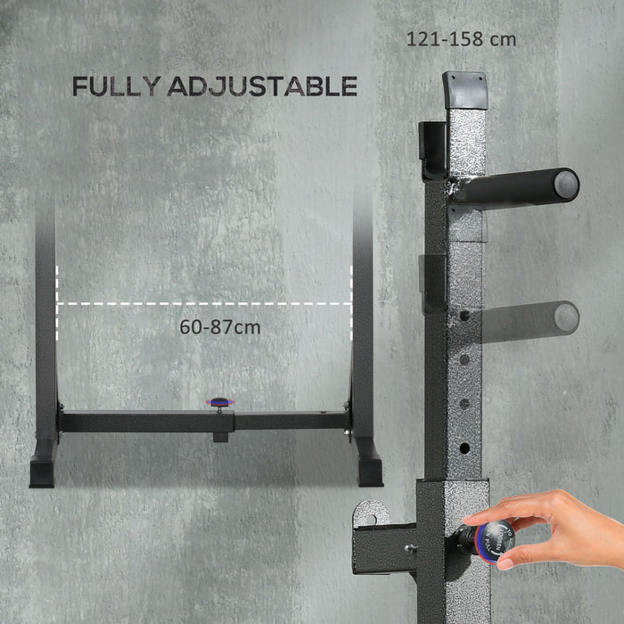 SPORTNOW Heavy Duty Barbell Squat Rack with Dip Station, Adjustable and Multifunctional Weight Power Stand for Home Gym