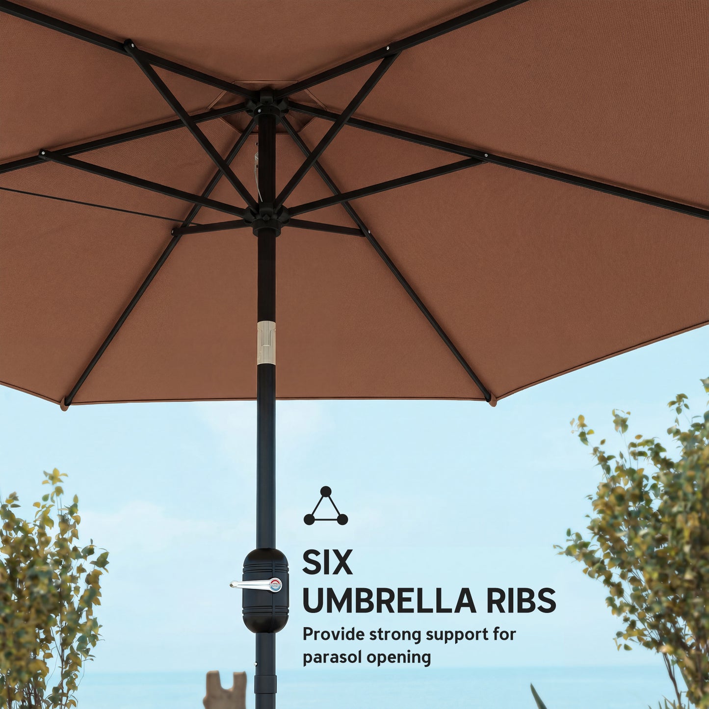 2.6M Garden Parasol Umbrella with Aluminium Pole, Tilt, Crank