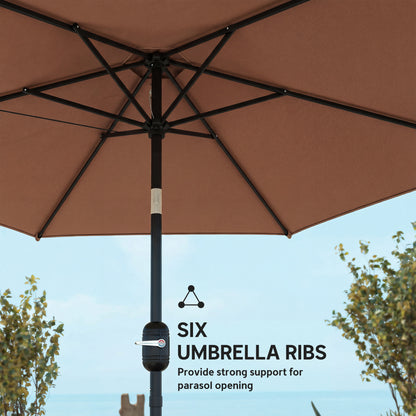 2.6M Garden Parasol Umbrella with Aluminium Pole, Tilt, Crank