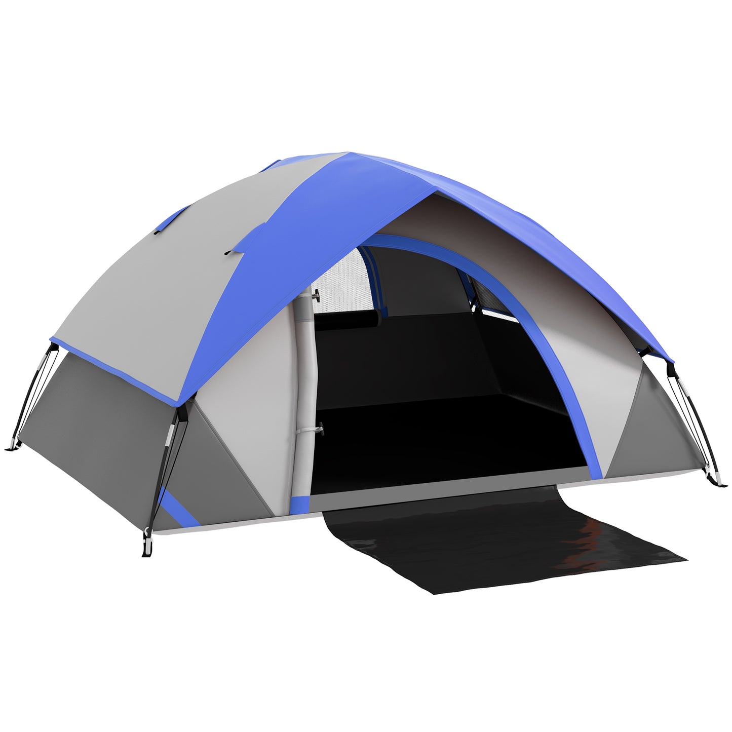 2 Man Camping Tent w/ Sewn-in Groundsheet, 3000mm Waterproof, Blue