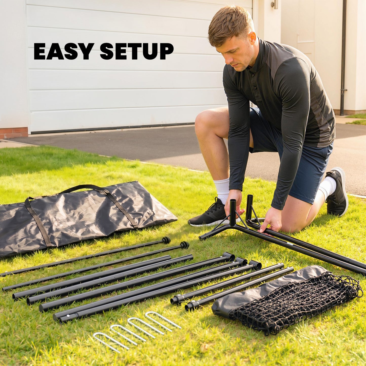 Football Rebounder Net, Portable Kickback Football Rebounder Net with Heavy-Duty Steel Frame, Carry Bag and Ground Stakes, Easy Setup for Baseball and Multi-Sport Skills Training