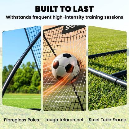 Football Rebounder Net, Portable Kickback Football Rebounder Net with Heavy-Duty Steel Frame, Carry Bag and Ground Stakes, Easy Setup for Baseball and Multi-Sport Skills Training