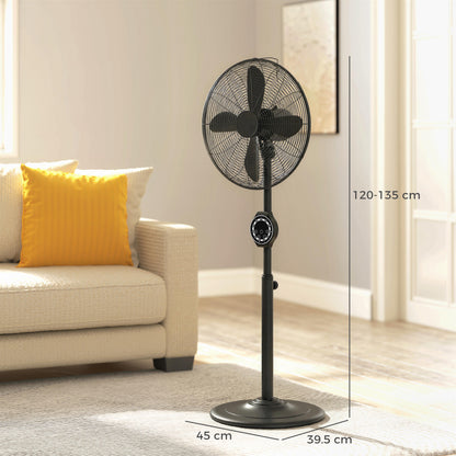 Metal Pedestal Fan with Oscillating, Adjustable Height, Timer