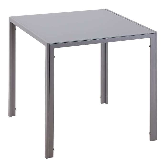 Modern Square Dining Table, Seats 4, with Glass Top & Metal Legs for Dining Room, Living Room, Grey