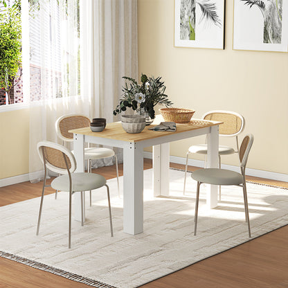 Dining Table for 4-6 People, Wood Effect Tabletop, Oak & White