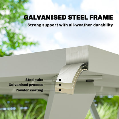 7 Pieces Patio Dining Set with Umbrella Hole for Garden, Light Grey