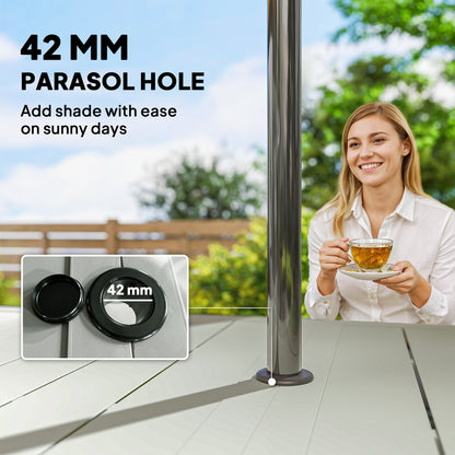 7 Pieces Patio Dining Set with Umbrella Hole for Garden, Light Grey