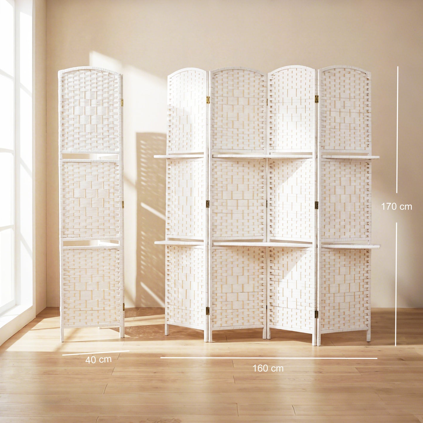 Freestanding Privacy Screen, 160 x 170cm, White