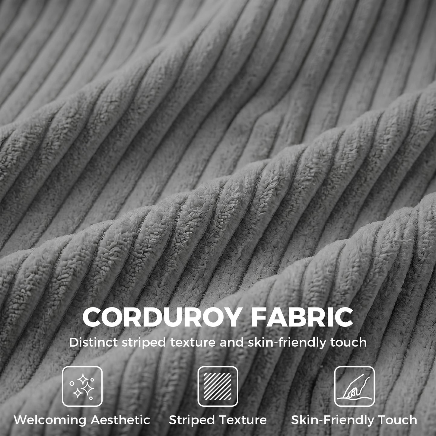 Loveseat Sofa with Wide Seat, Corduroy Upholstered, Light Grey
