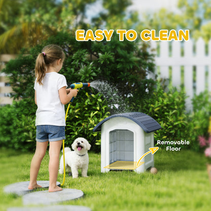 Plastic Outdoor Dog Kennel with Removable Floor, Waterproof Roof