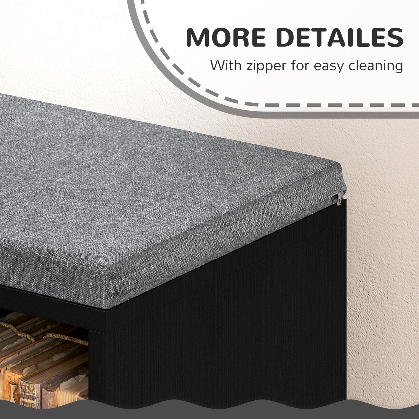 2 Tier Bookcase w/ Removable Cushions Storage Cabinet for Living Room