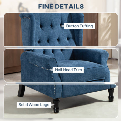 Manual Reclining Armchair Recliner with Footrest Royal Blue