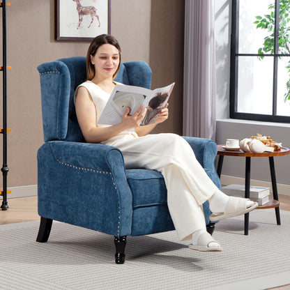 Manual Reclining Armchair Recliner with Footrest Royal Blue
