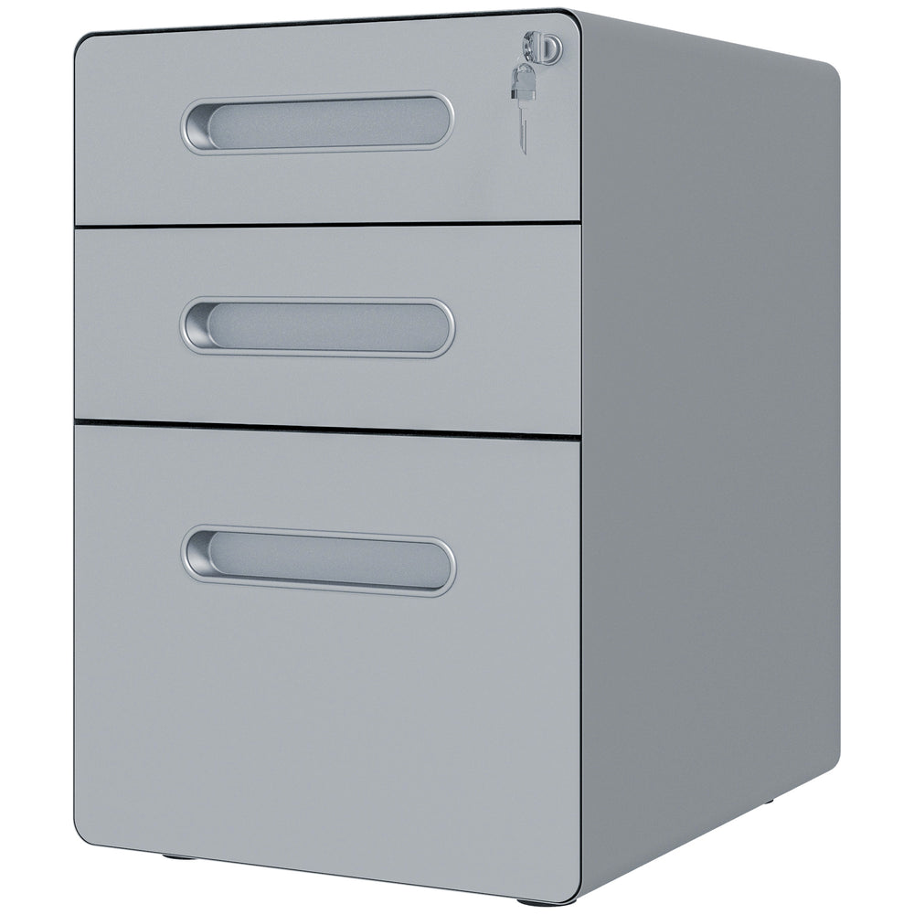 Lockable Cabinet, Rolling Filing Cabinet with 3 Drawers, Steel Office Drawer Unit for A4, Letter, Legal Sized Files