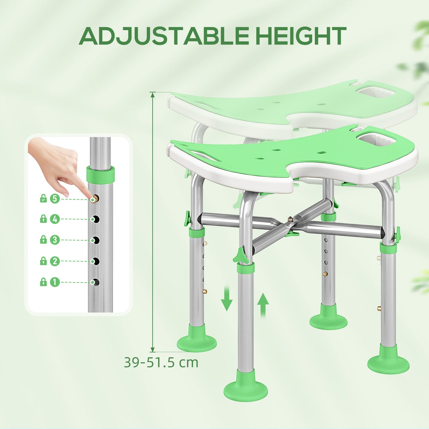 Aluminium Shower Stool for Elderly Disabled Non-Slip Bath Stool Green