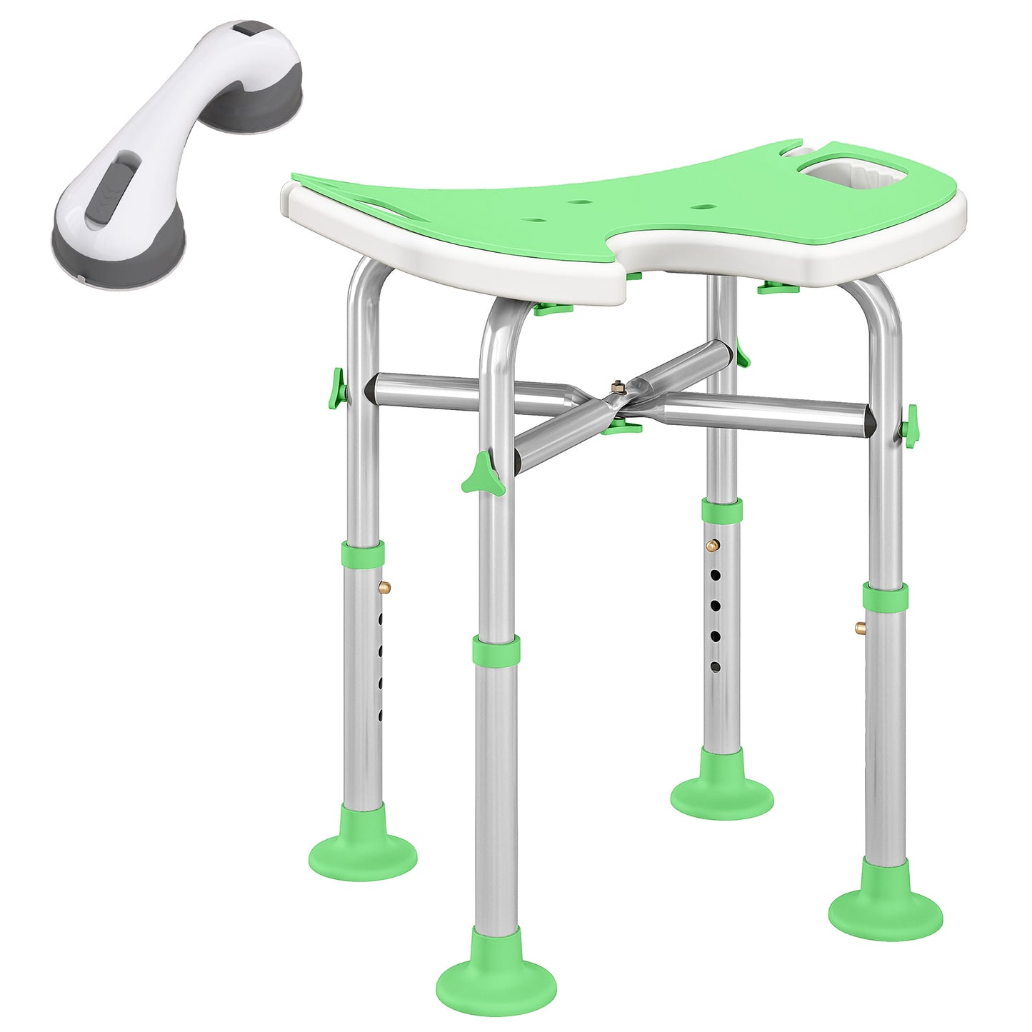 Aluminium Shower Stool for Elderly Disabled Non-Slip Bath Stool Green