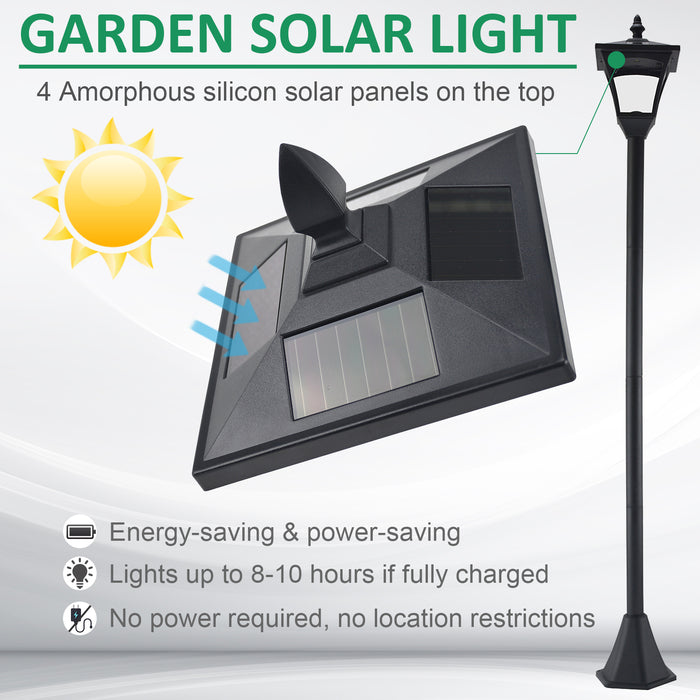 Outdoor Solar Powered Post Lamp Sensor Dimmable LED Lantern Bollard Pathway 1.6M Tall √¢¬Ä¬ì Black