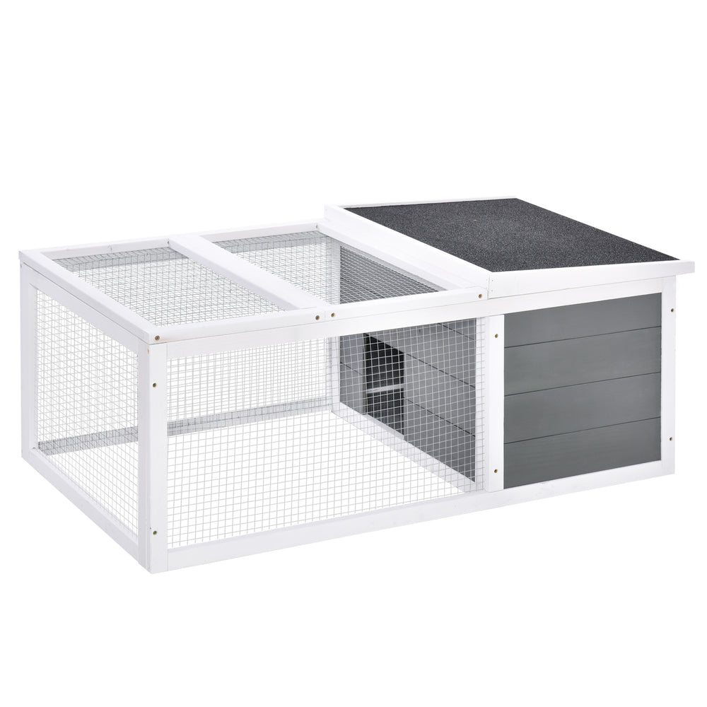 Indoor Outdoor Wooden Rabbit Hutch Small Animal Cage Pet Run Cover, with UV-resistant Asphalt roof and Water-repellent Paint