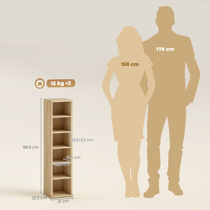 Set of 2 CD Storage Units DVD Shelf with Adjustable Shelves, Oak